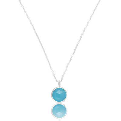 Blue Chalcedony Bezel-Set Gemstone with a Silver Chain Necklace - Hauslife