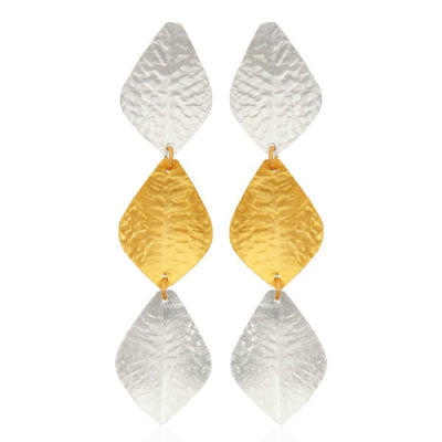 Triple Silver & Gold Leaf Earrings - Hauslife