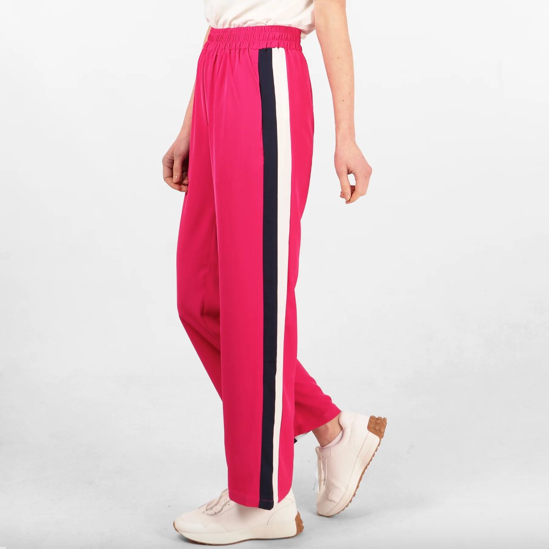 Pink side stripe trousers sales