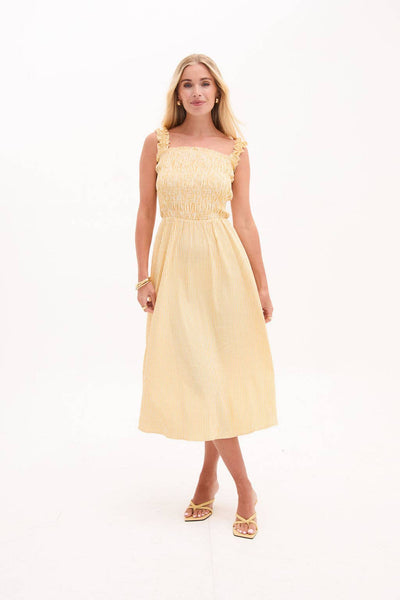 Katie Yellow & White Stripe Dress