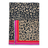 Leopard Print Cashmere Blend Scarf – Pink Stripe Border