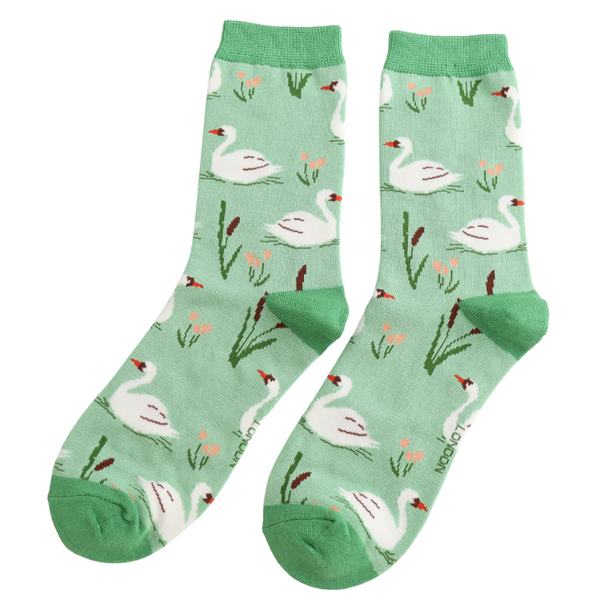 Ladies' Bamboo Socks - Swans