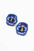 Blue Pansy Beaded Stud Earrings