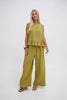 Monica Olive Green Ruffle Hem Top