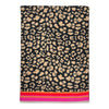 Leopard Print Cashmere Blend Scarf – Pink Stripe Border