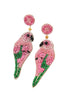 Pink Parrot Beaded Earrings