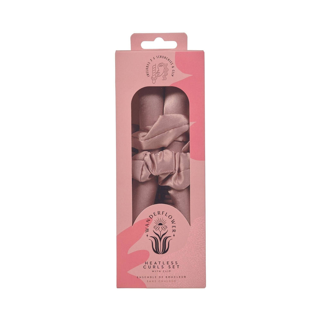 4pc Satin Heatless Curls Set with Clip - Dusty Rose - Hauslife