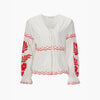 Embroidered Floral Front Tie Cotton Shirt in White