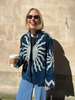Embroidered Velvet Suzani Jacket - Navy Sunburst