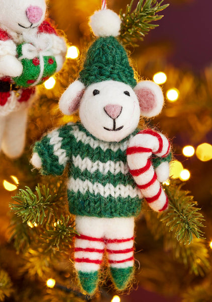 Felt Mouse Santa Elf Decoration