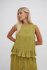 Monica Olive Green Ruffle Hem Top