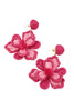 RATTAN 3D PINK FLOWER EARRINGS