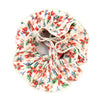 Extra Large Double Layered Flower Print White Ribbed Scrunchie