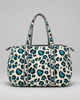 Quilted Cotton Duffle Bag - Turquoise Leopard