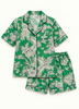 Cotton Pyjamas Short Set - Emerald Toile De Jouy