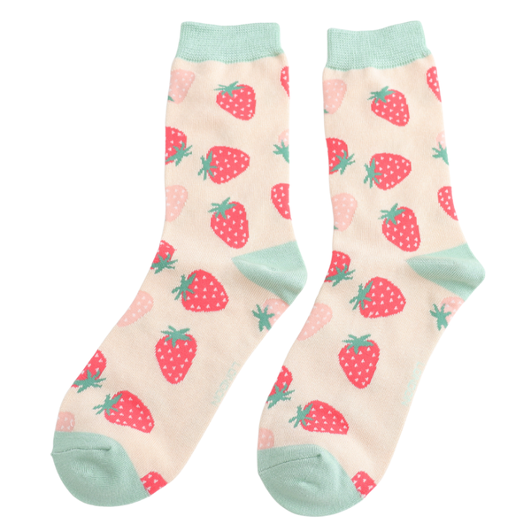 Ladies' Bamboo Socks - Little Strawberries