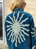 Embroidered Velvet Suzani Jacket - Navy Sunburst