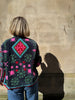 Embroidered Velvet Suzani Jacket - Navy Flower Chains