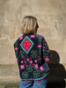 Embroidered Velvet Suzani Jacket - Navy Flower Chains