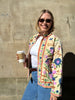 Embroidered Velvet Suzani Jacket - Beige Flowers