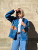 Embroidered Velvet Suzani Jacket - Bright Blue Evil Eye