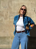 Embroidered Velvet Suzani Jacket - Bright Blue Evil Eye