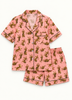 Cotton Pyjama Shorts Set - Pink Tigers