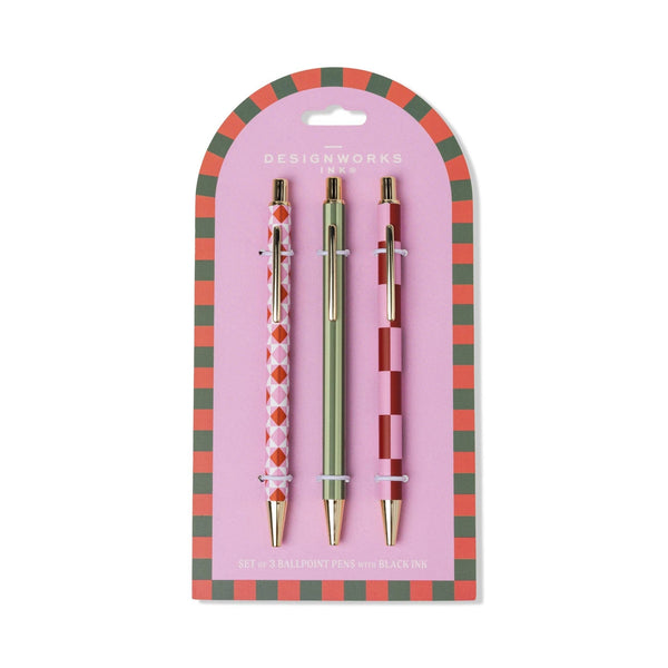 A Dopo Set of 3 Pens - Diamond, Stripe, Check - Hauslife