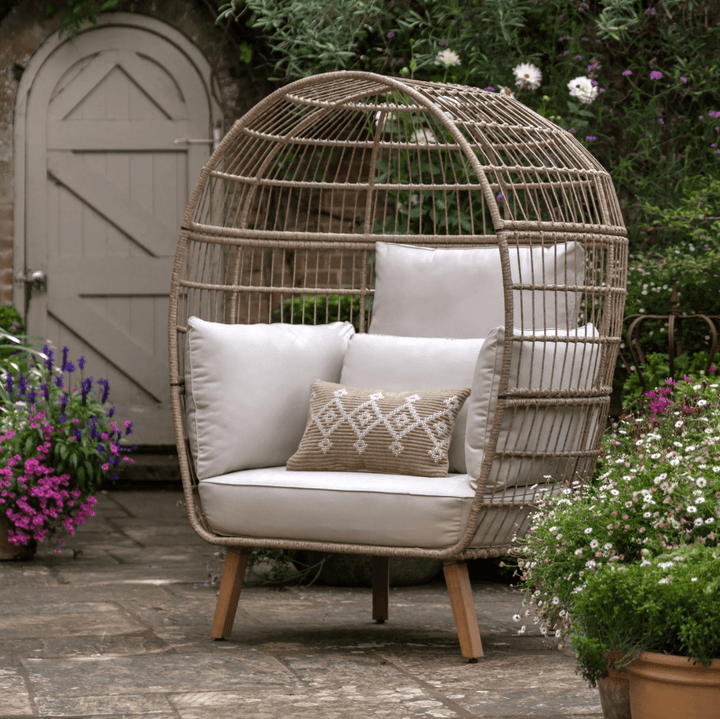 Ada Rattan Cocoon Garden Chair – Outdoor Lounge Armchair with Cushions - Hauslife