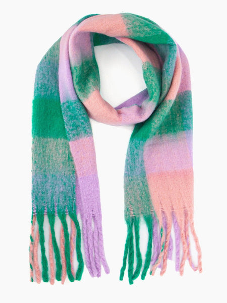 Allie Heavyweight Scarf - Green/Lilac, Square Colour Block - Hauslife