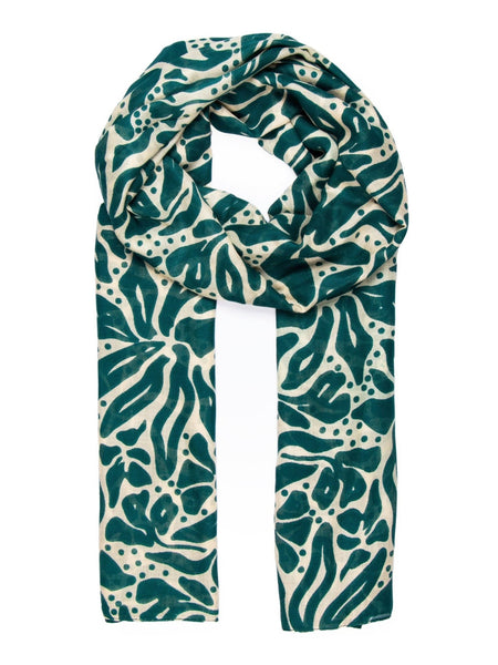 Allie Lightweight Scarf - Green/Cream, Floral - Hauslife