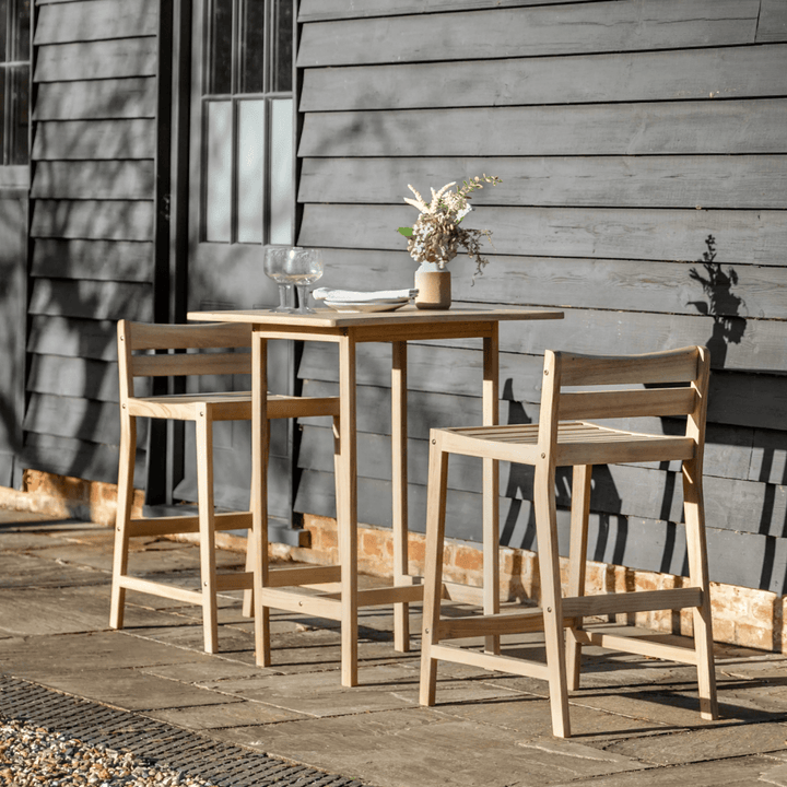 Astakos Acacia Wood Garden Bar Set – Outdoor High Table &amp; 2 Stools - Hauslife