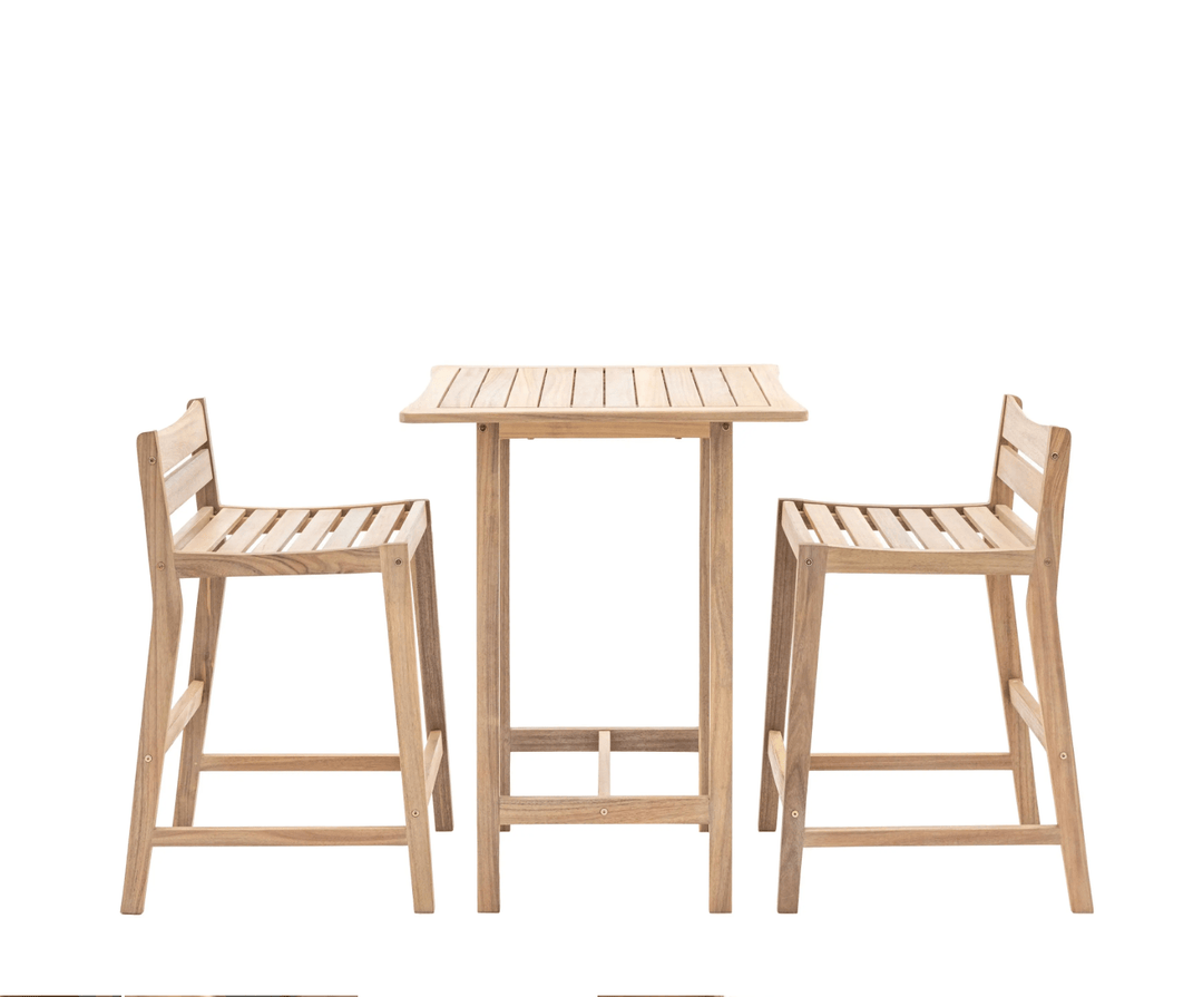 Astakos Acacia Wood Garden Bar Set – Outdoor High Table &amp; 2 Stools - Hauslife