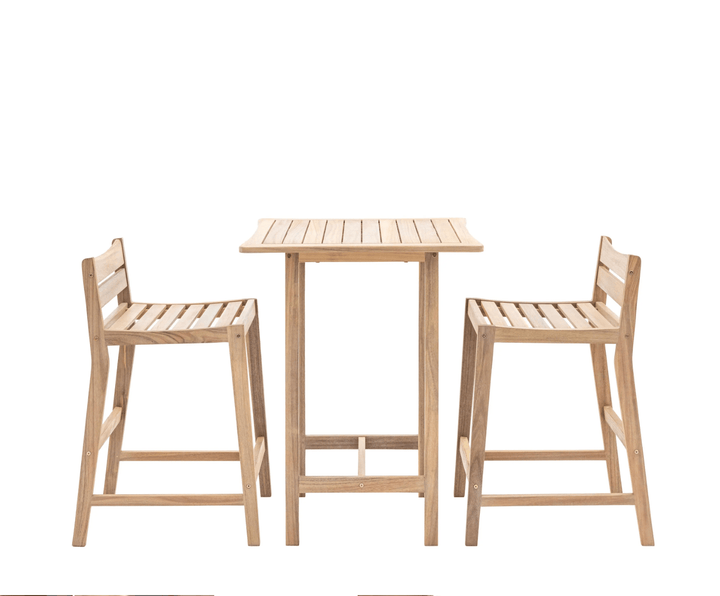 Astakos Acacia Wood Garden Bar Set – Outdoor High Table &amp; 2 Stools - Hauslife