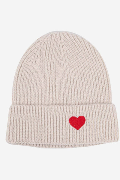 Austin Cream/Red Heart Embroidered Beanie Hat - Hauslife