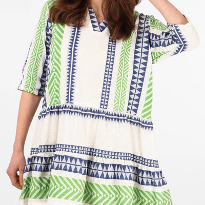 Aztec Mini Dress - Blue and Green - Hauslife
