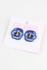 Blue Pansy Beaded Stud Earrings