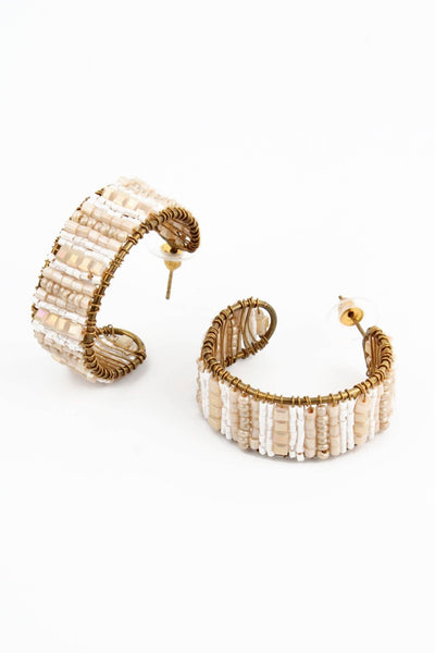 Beaded Pearl Demi Hoops - Hauslife