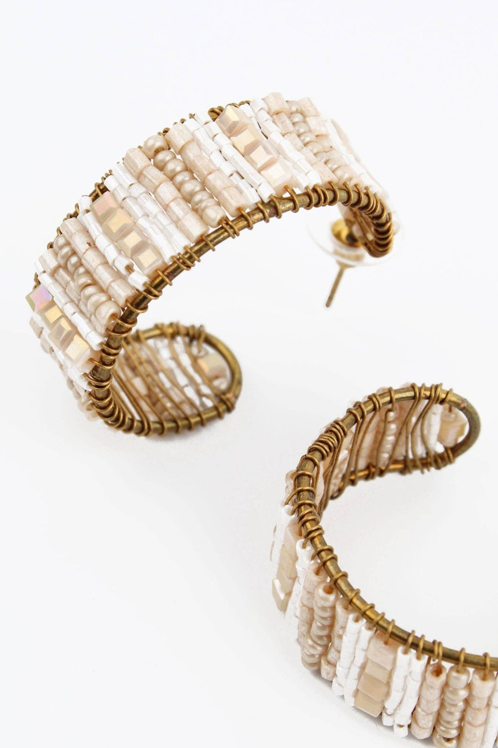 Beaded Pearl Demi Hoops - Hauslife