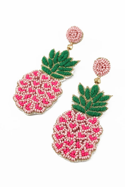 Beaded Pineapple Heart Earrings - Hauslife