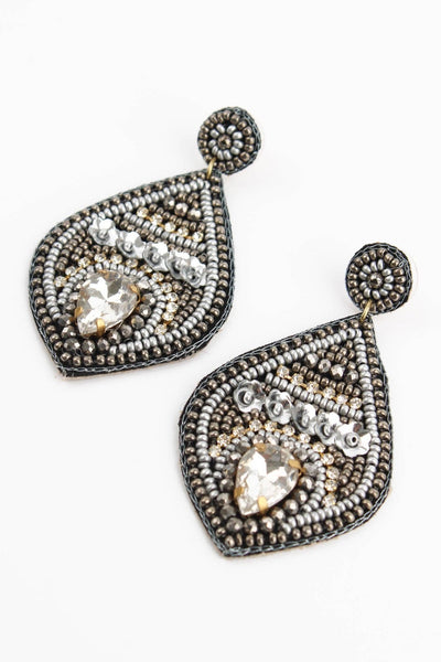 Beaded Silver Teardrop Earrings - Hauslife