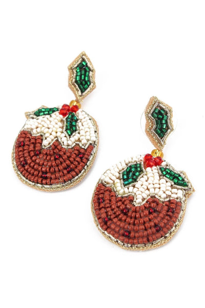 Beaded Xmas Pudding Earrings - Hauslife