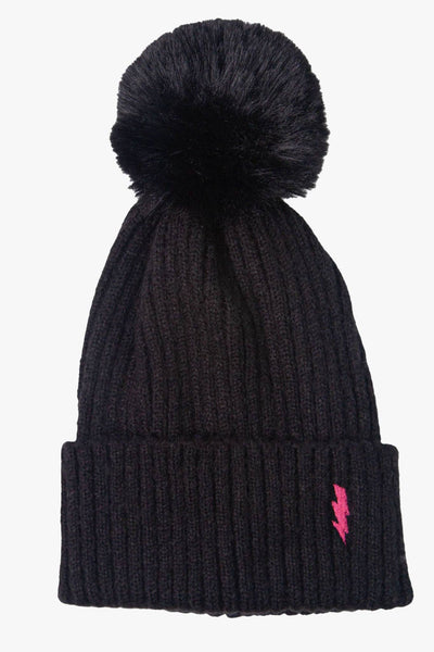 Black Fuchsia Lightning Bolt Embroidered Hat - Hauslife