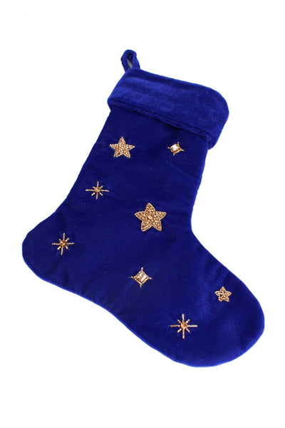 Blue Beaded Star Stocking - Hauslife