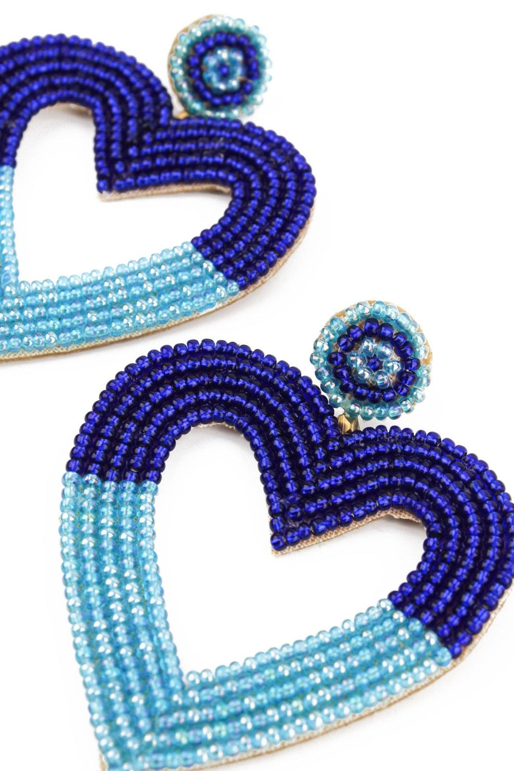 BLUE HEART TWO TONE BEADED EARRINGS - Hauslife