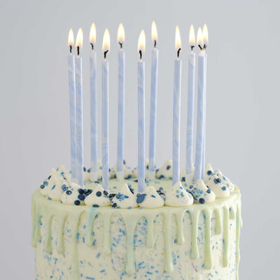 Blue Tall Marble Birthday Cake Candles - Hauslife