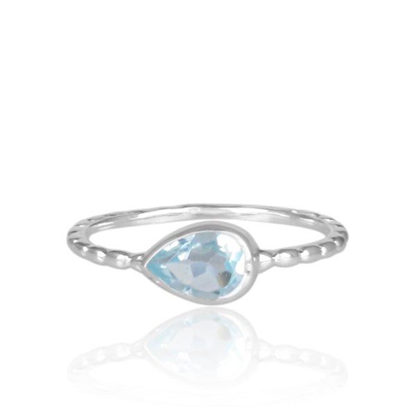 Blue Topaz Twisted Silver Ring - Hauslife