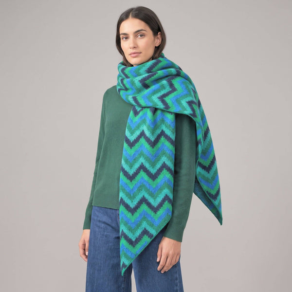 Bobbie Blue/Green Zig-Zag Heavyweight Scarf - Hauslife