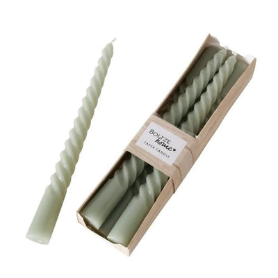 Boltze Home Taper Twist Candle - Green - Hauslife