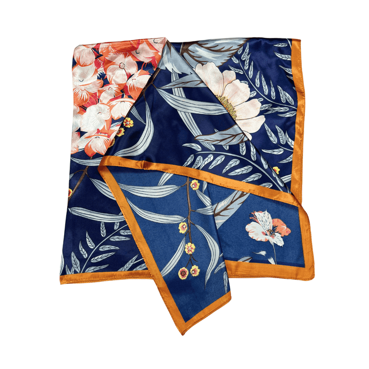 Botanic Floral Pattern Silk Touch Square Scarf - Hauslife